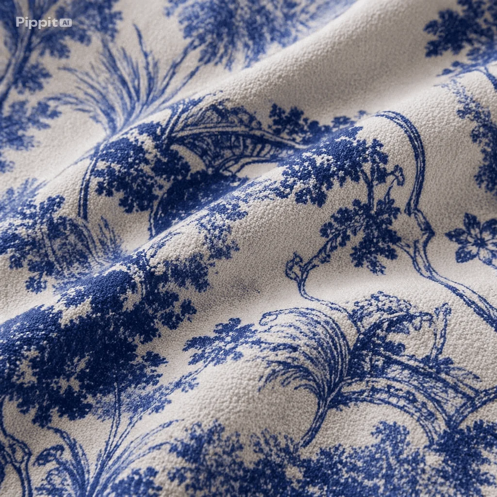 Blusa Assimétrica Estampada Toile de Jouy
