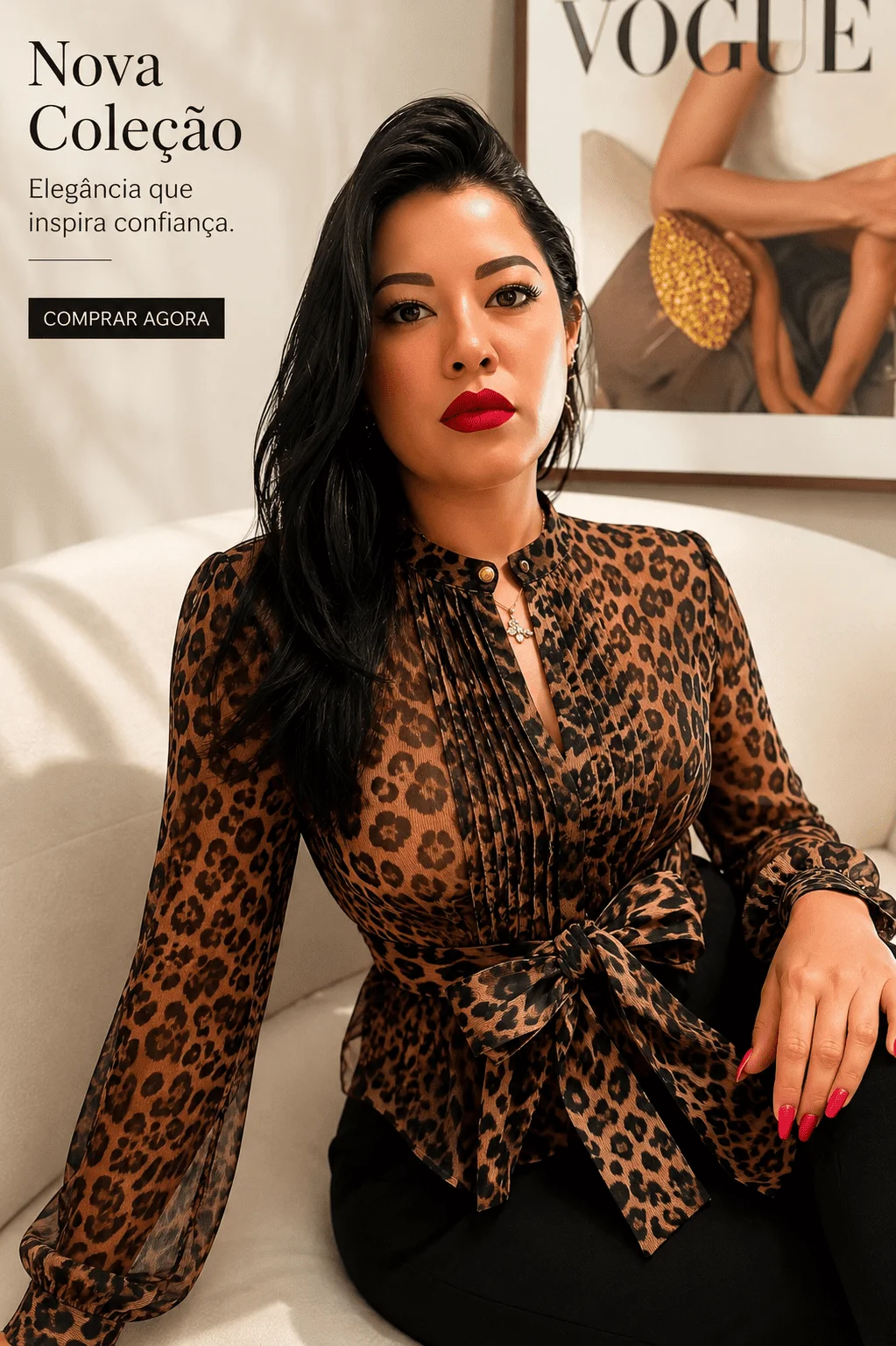✨ Blusa Chiffon Animal Print Luxo ✨