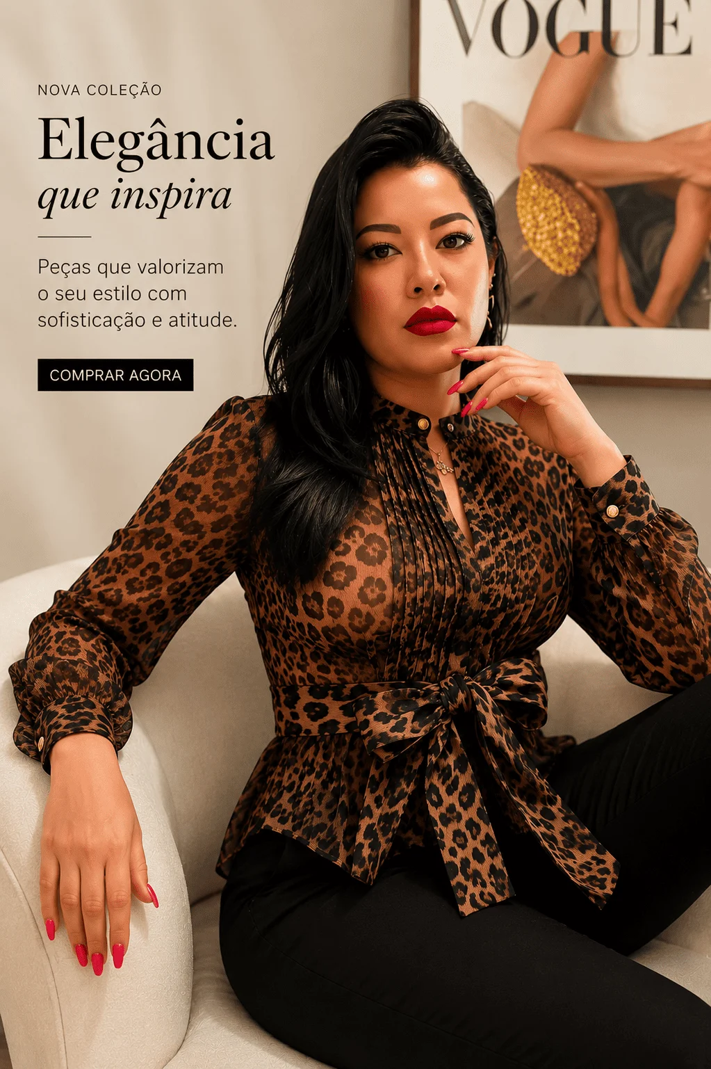 ✨ Blusa Chiffon Animal Print Luxo ✨