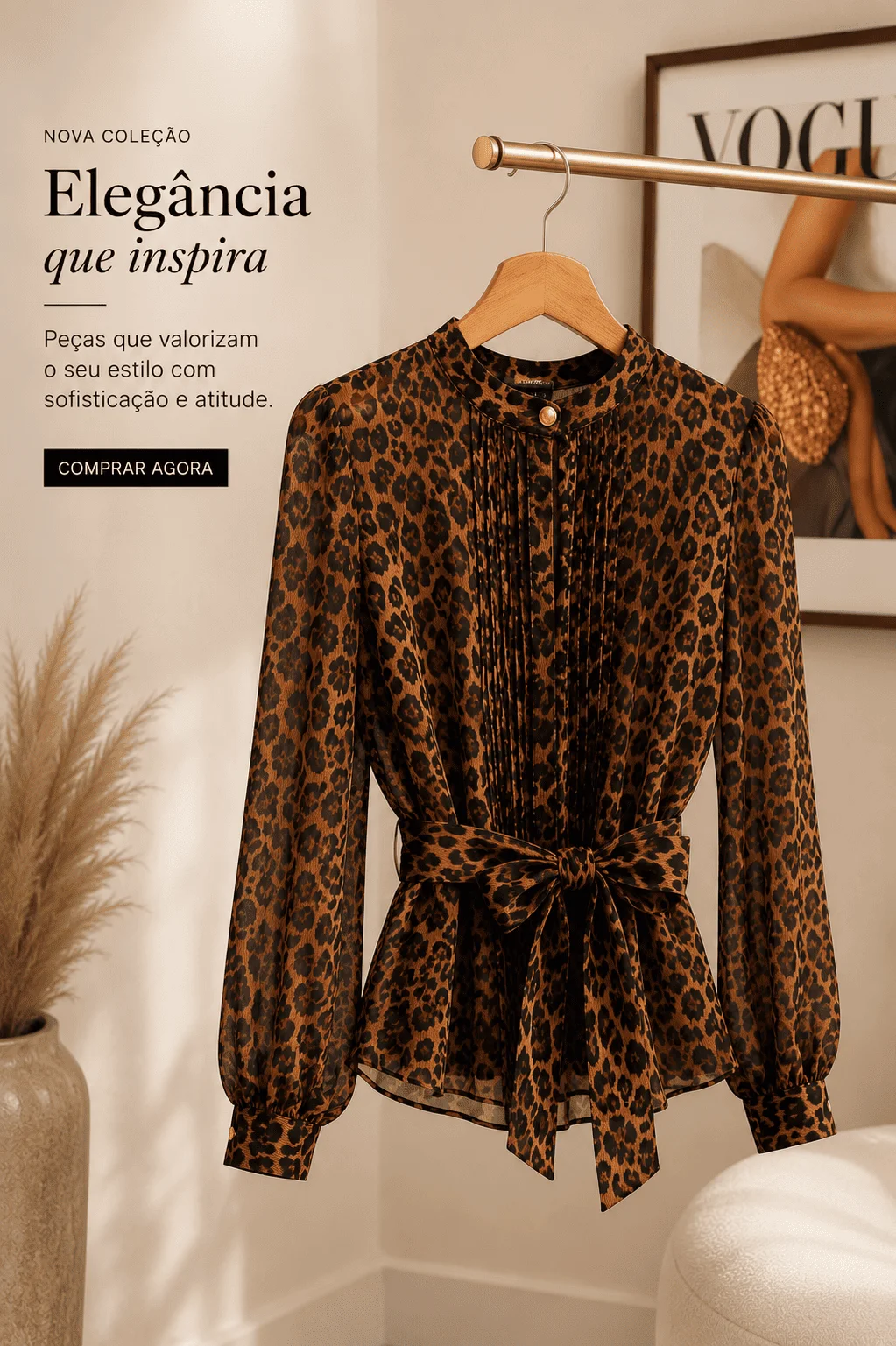 ✨ Blusa Chiffon Animal Print Luxo ✨
