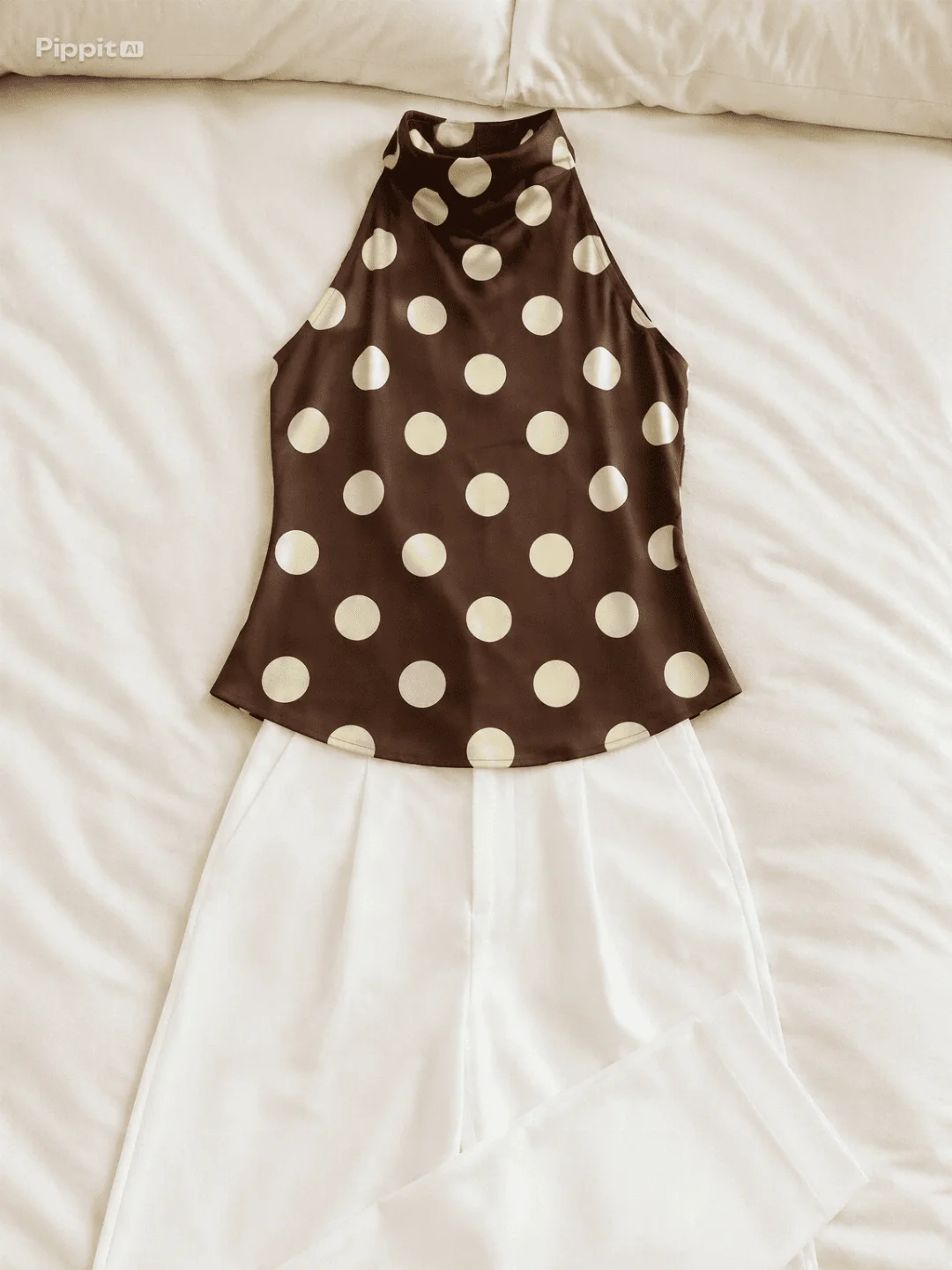 🤎 Blusa Halter Poá Marrom