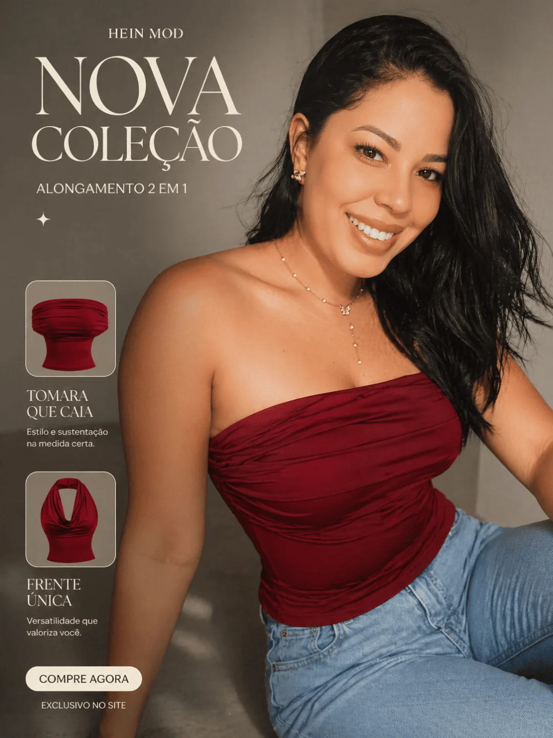 Blusa Tomara que Caia Drapeada - Vinho