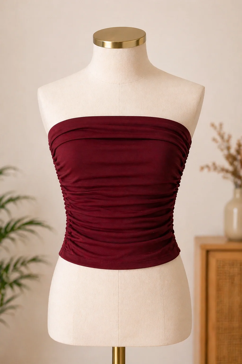 Blusa Tomara que Caia Drapeada - Vinho