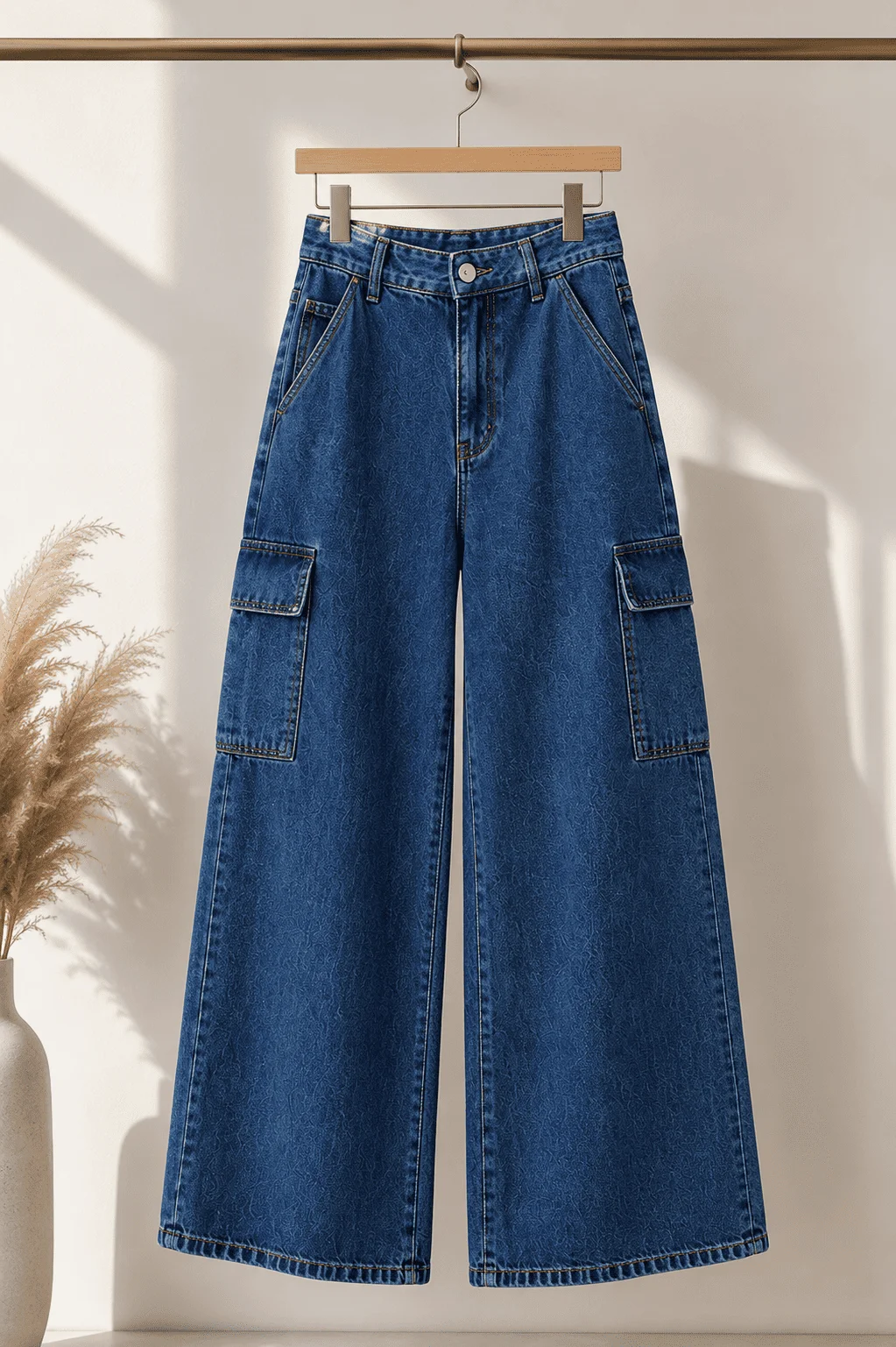 Calça Jeans Wide Leg Cargo Urban