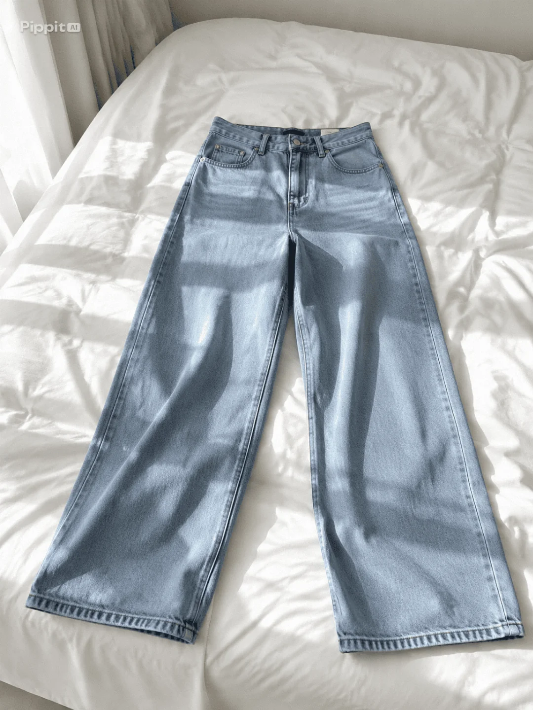 Calça Jeans Wide Leg de Lavagem Clara