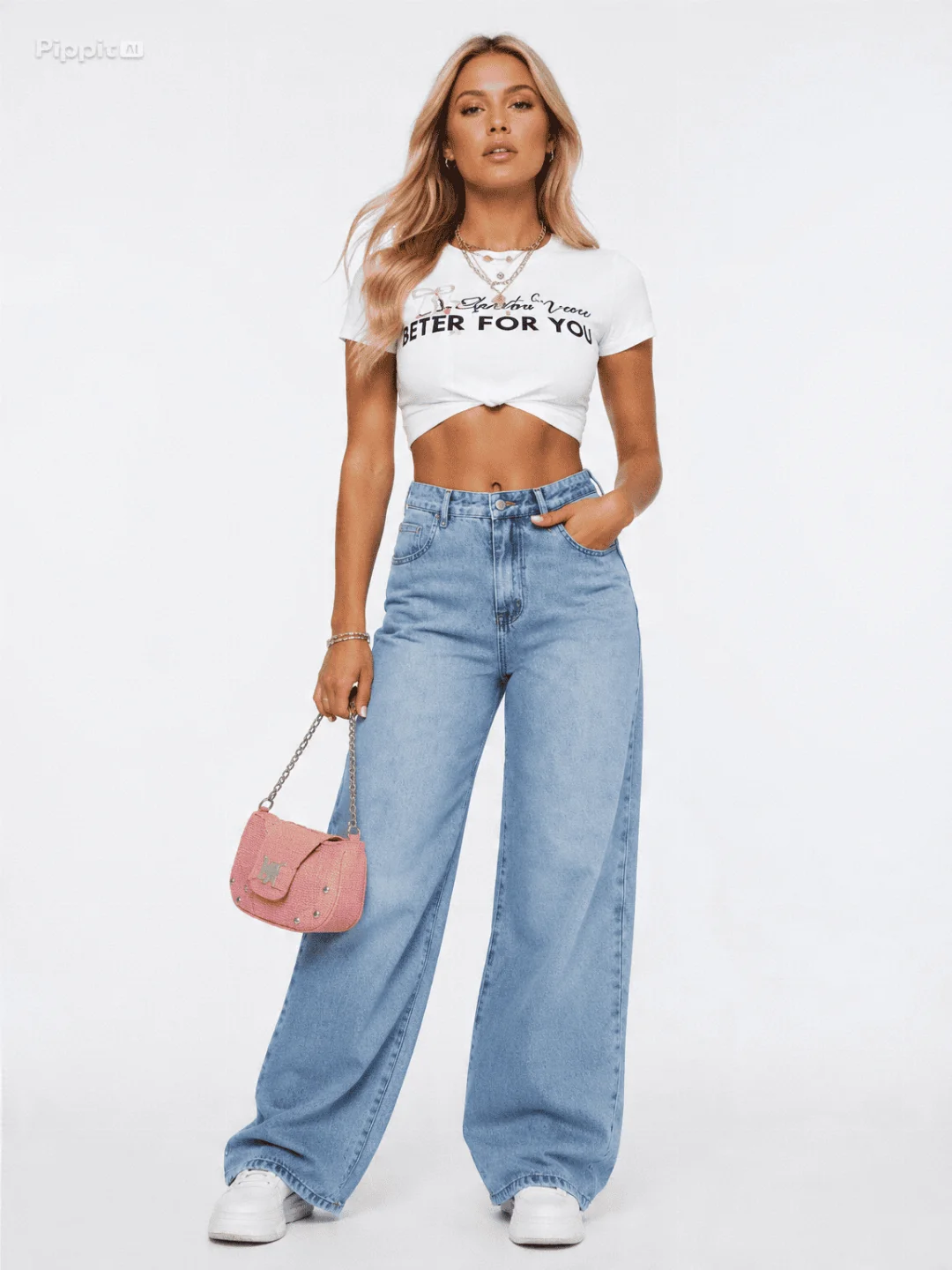 Calça Jeans Wide Leg de Lavagem Clara