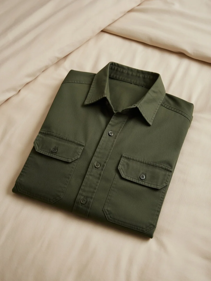Camisa Militar Sarja Premium – Verde Oliva