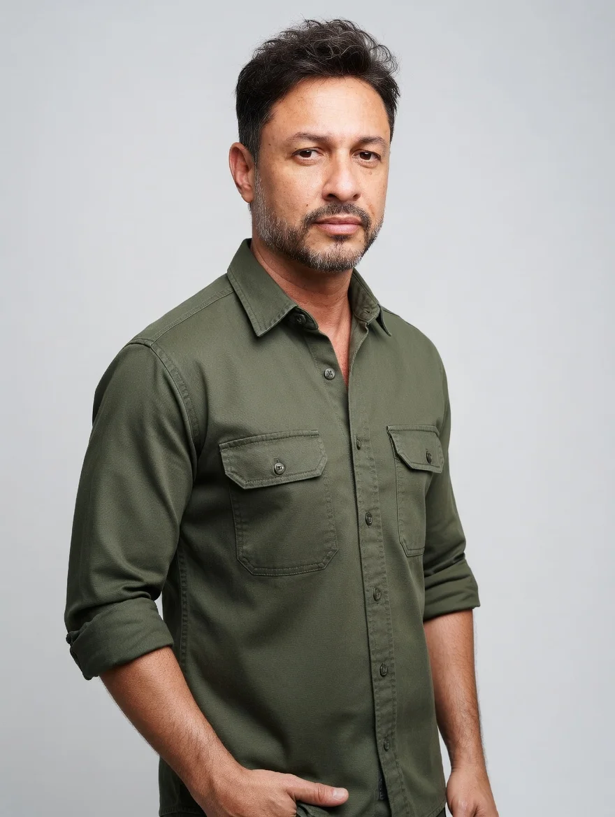 Camisa Militar Sarja Premium – Verde Oliva
