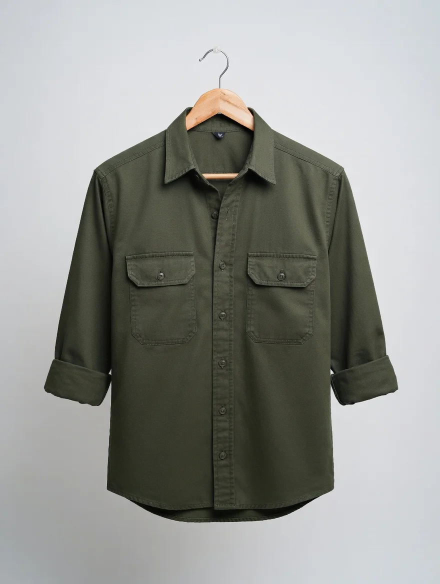 Camisa Militar Sarja Premium – Verde Oliva