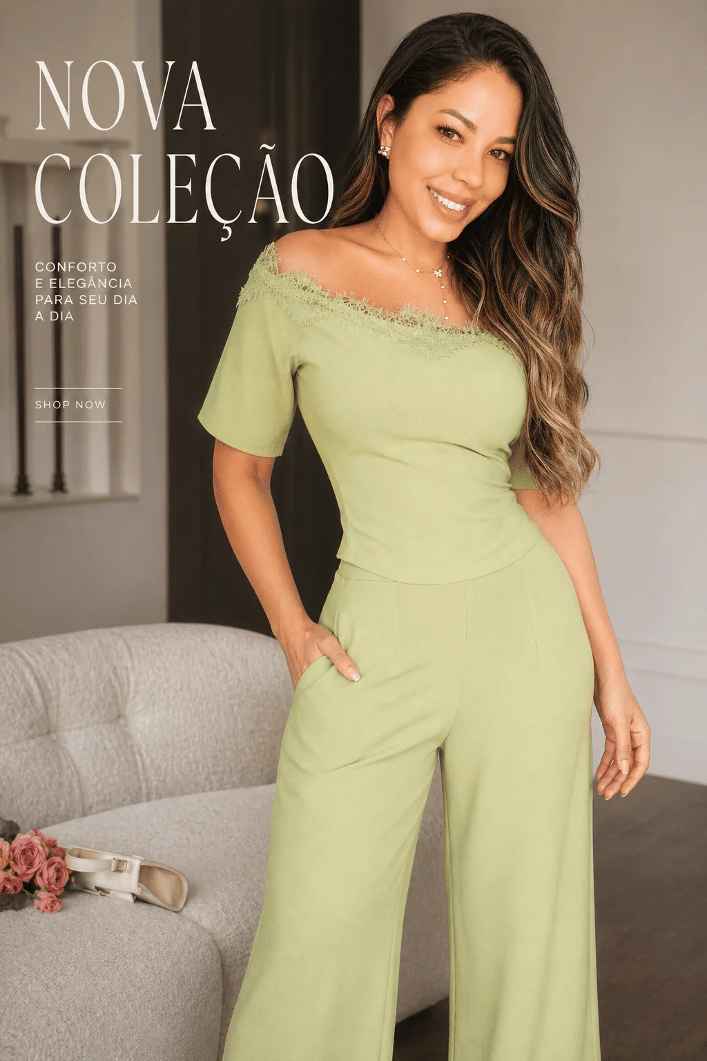 Conjunto Feminino Elegante Verde Menta