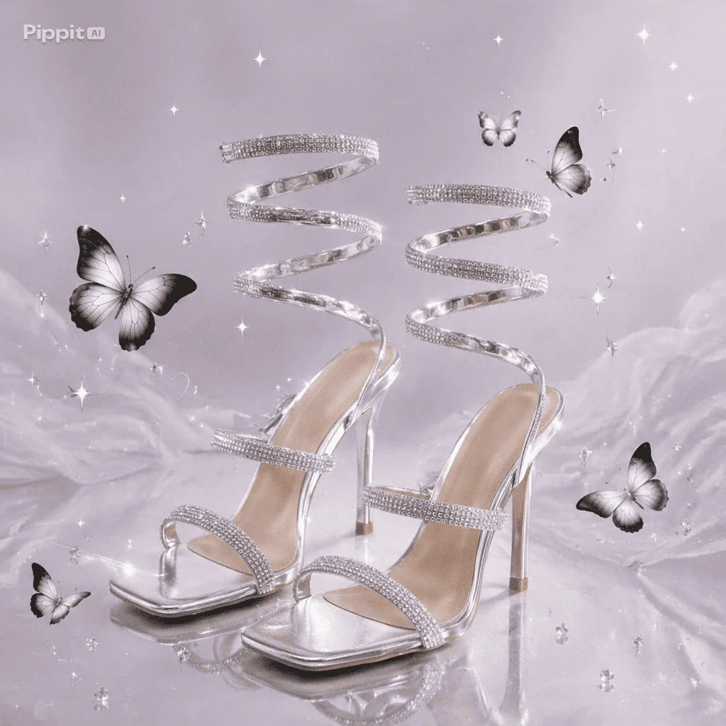Sandália Espiral Glamour - Prata 💎