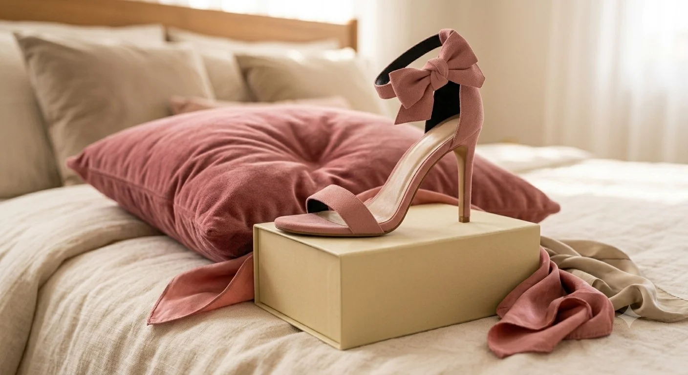 Sandália Feminina de Salto Alto Laço Rosé – Rosé Élégance