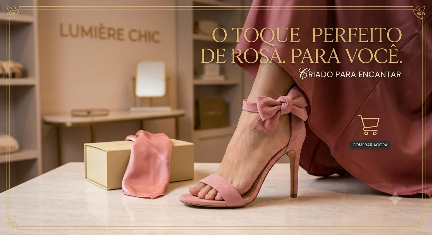 Sandália Feminina de Salto Alto Laço Rosé – Rosé Élégance