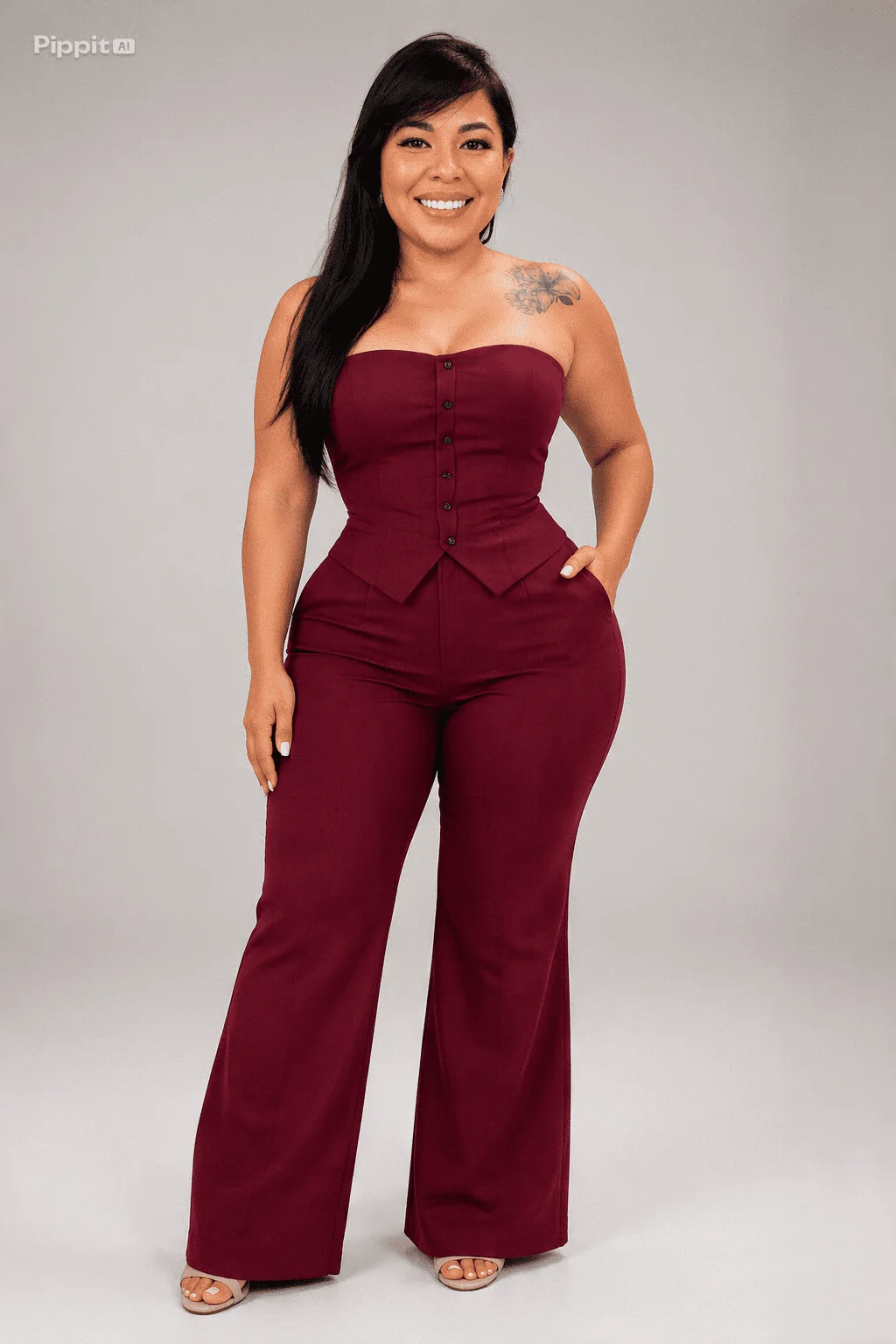 Top Corset Estruturado e calça  Marsala
