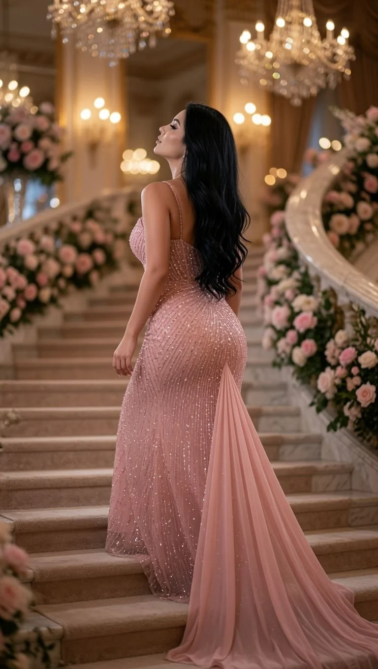 Vestido de Festa Haute Couture Rose Premium