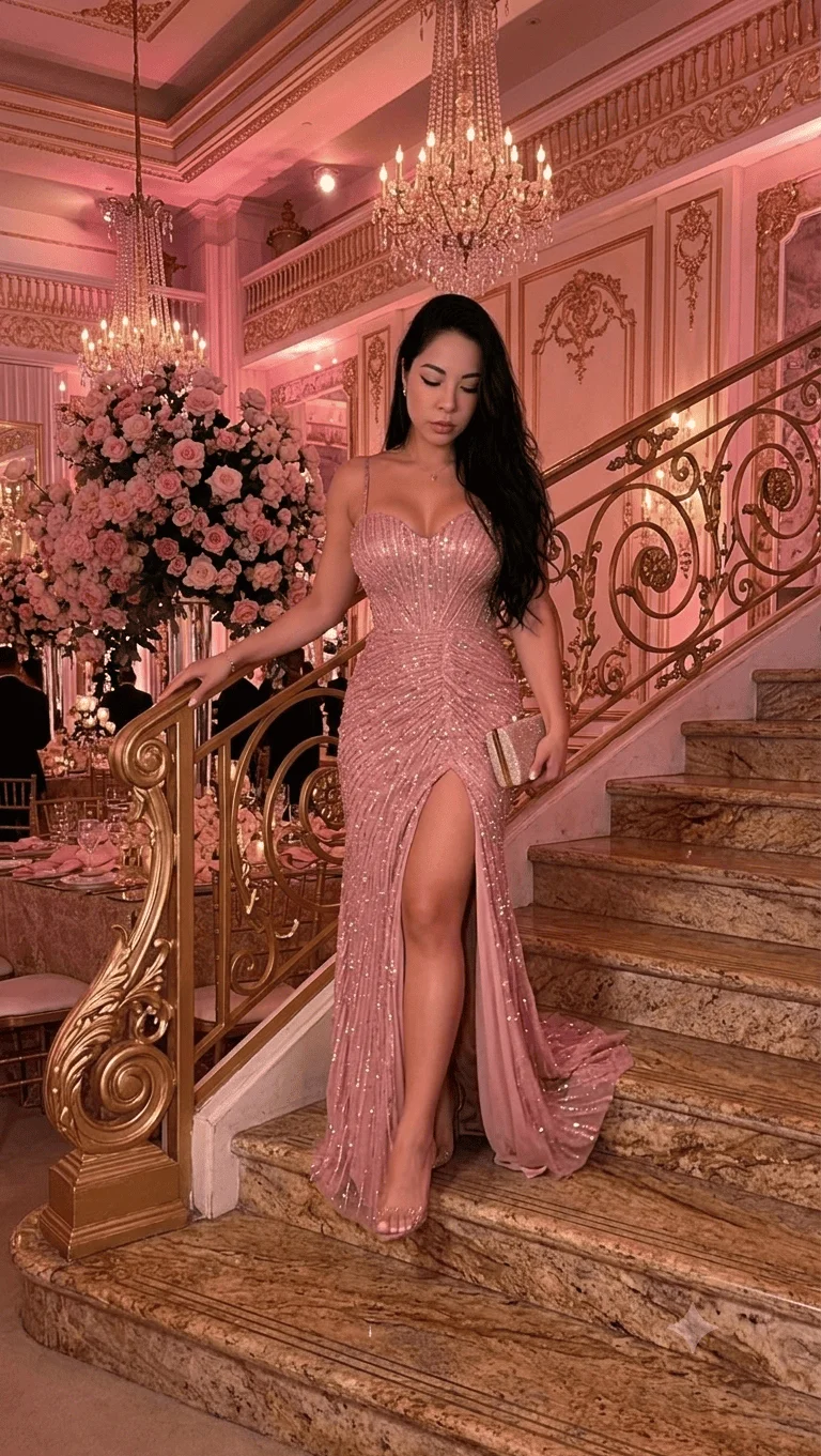 Vestido de Festa Haute Couture Rose Premium