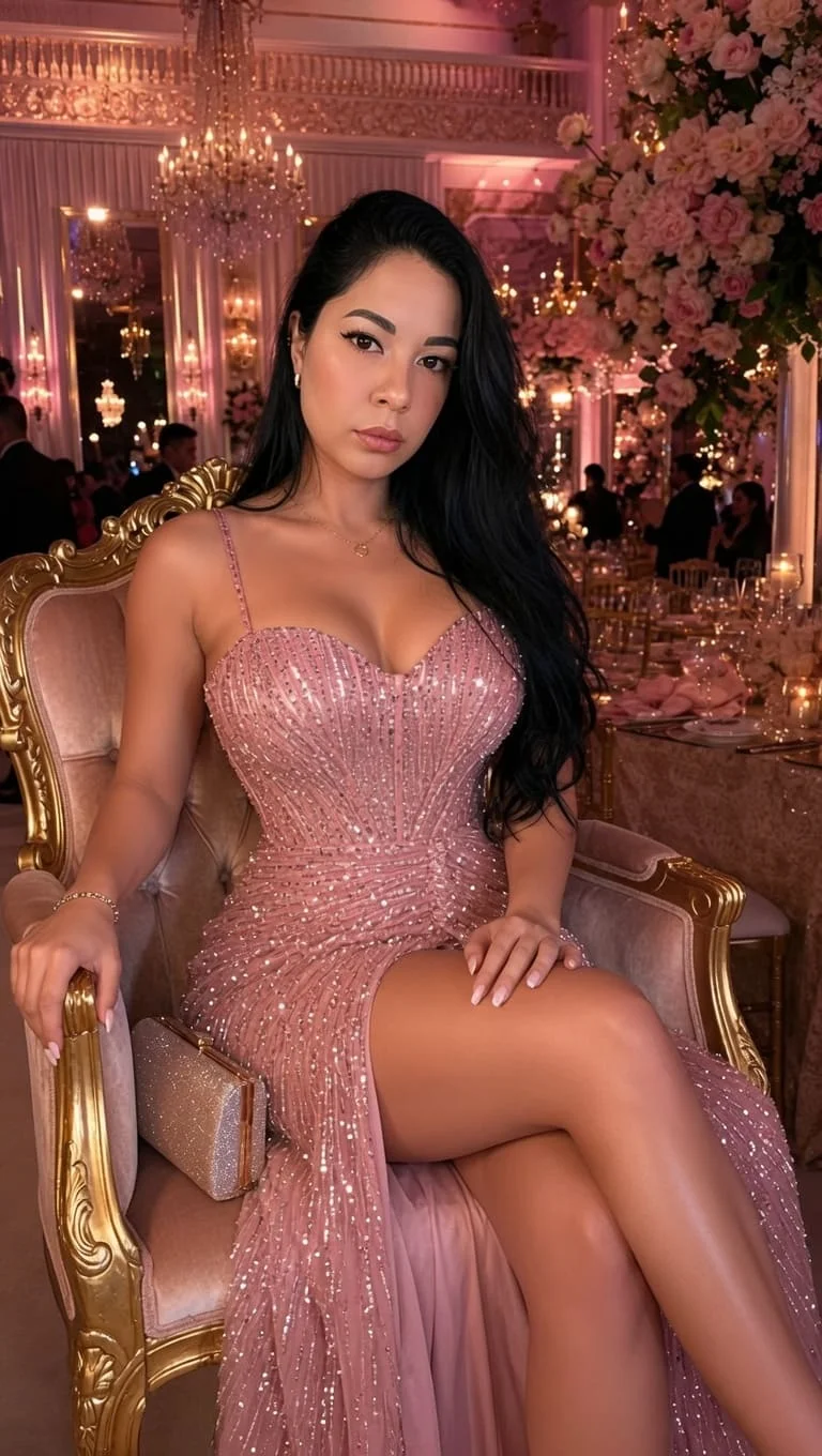 Vestido de Festa Haute Couture Rose Premium