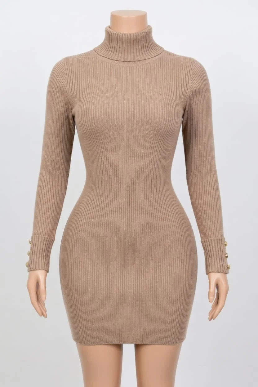 Vestido de tricô canelado