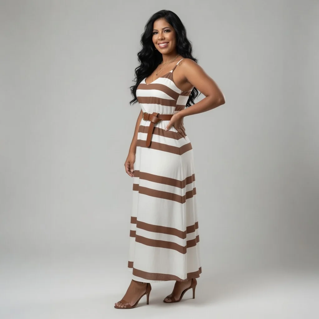 Vestido Longo Érika – Listrado Terracota