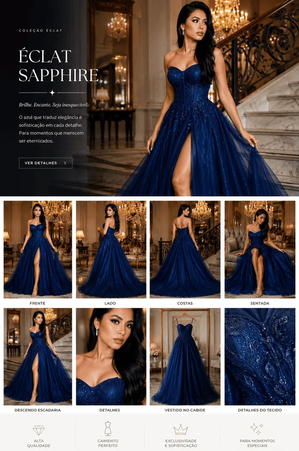 Vestido Longo Tomara que Caia Éclat Sapphire