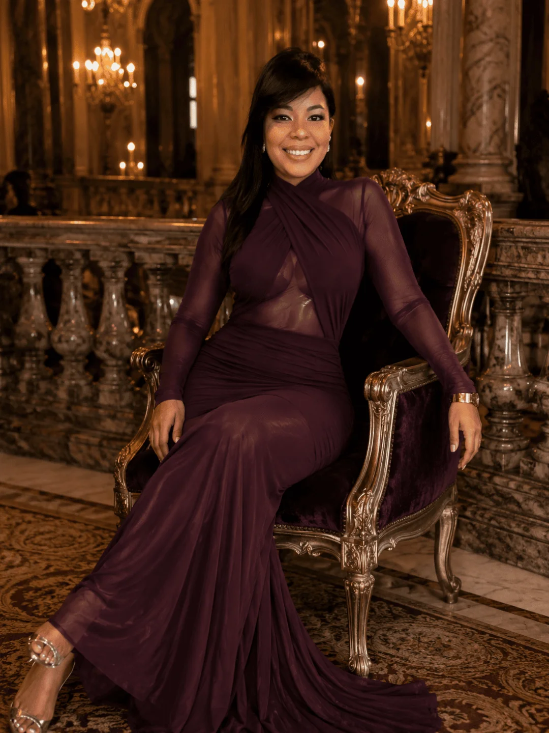 Vestido Nocturne Bordeaux